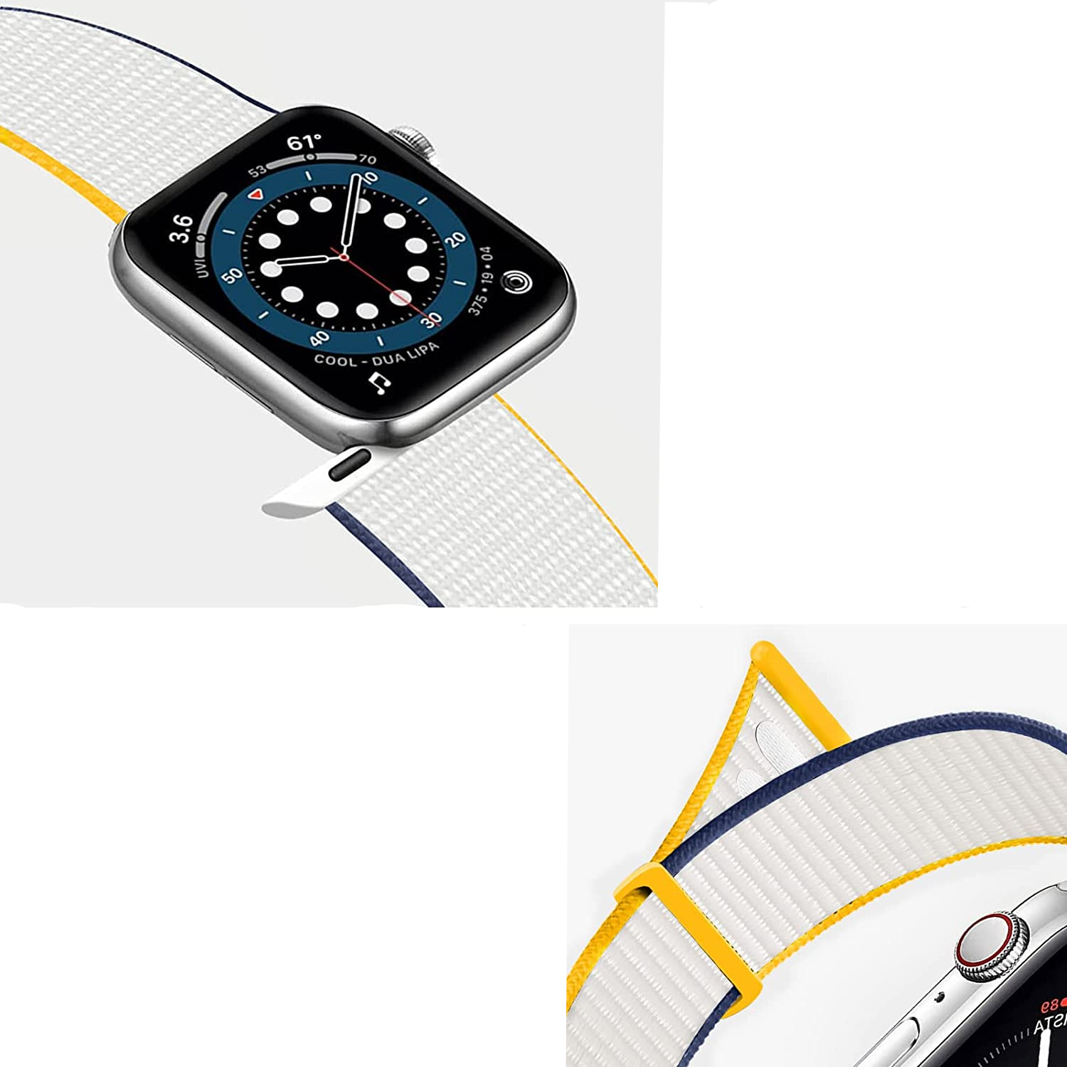 Apple Watch (42/41/40/38 mm) Nylon Ersatz Armband mit Klettverschluss (Gelenkumfang: 170-215mm) - Regenbogen