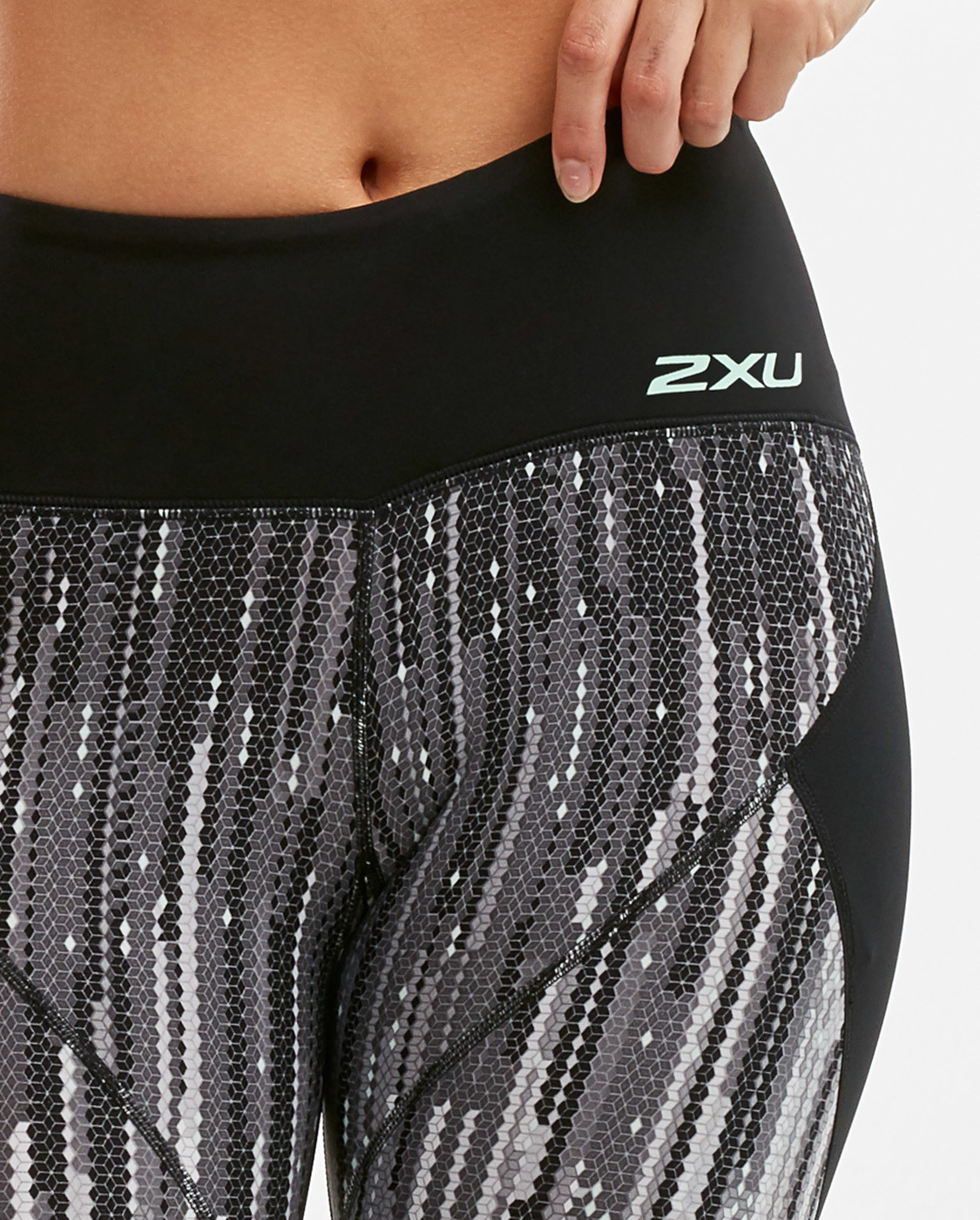 Mid Panel Compression Tights Dame DWL/MNT/Digital Waterfall/Mint