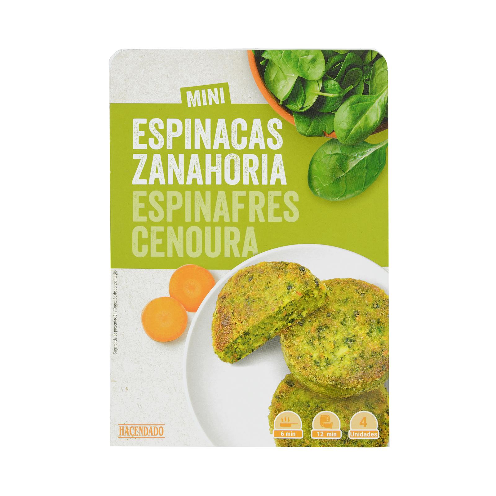 Mini burgers de légumes Hacendado aux épinards et carottes