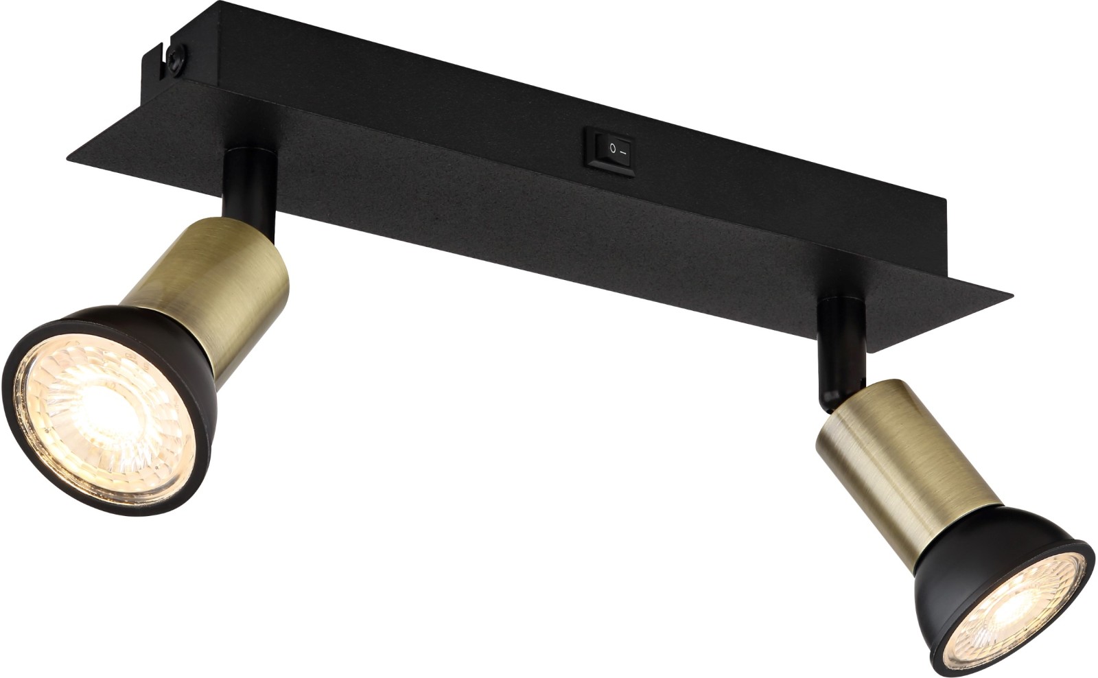 Deckenstrahler - schwarz matt-gold - Metall - Wippschalter