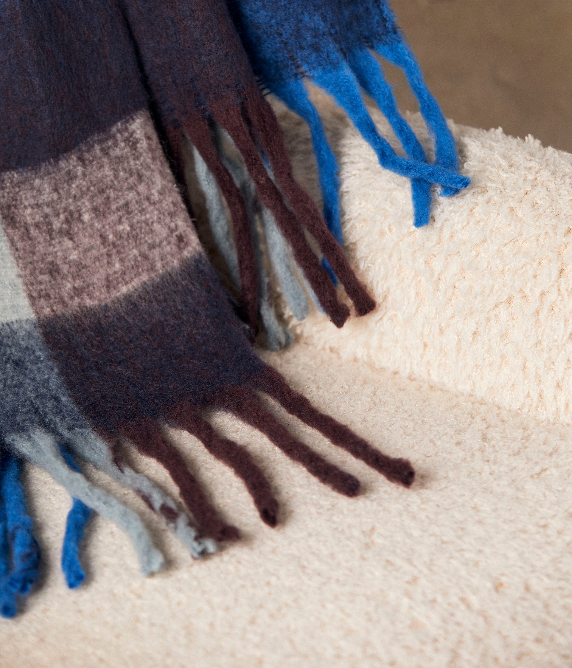 Echarpe bleue carreaux Daviana