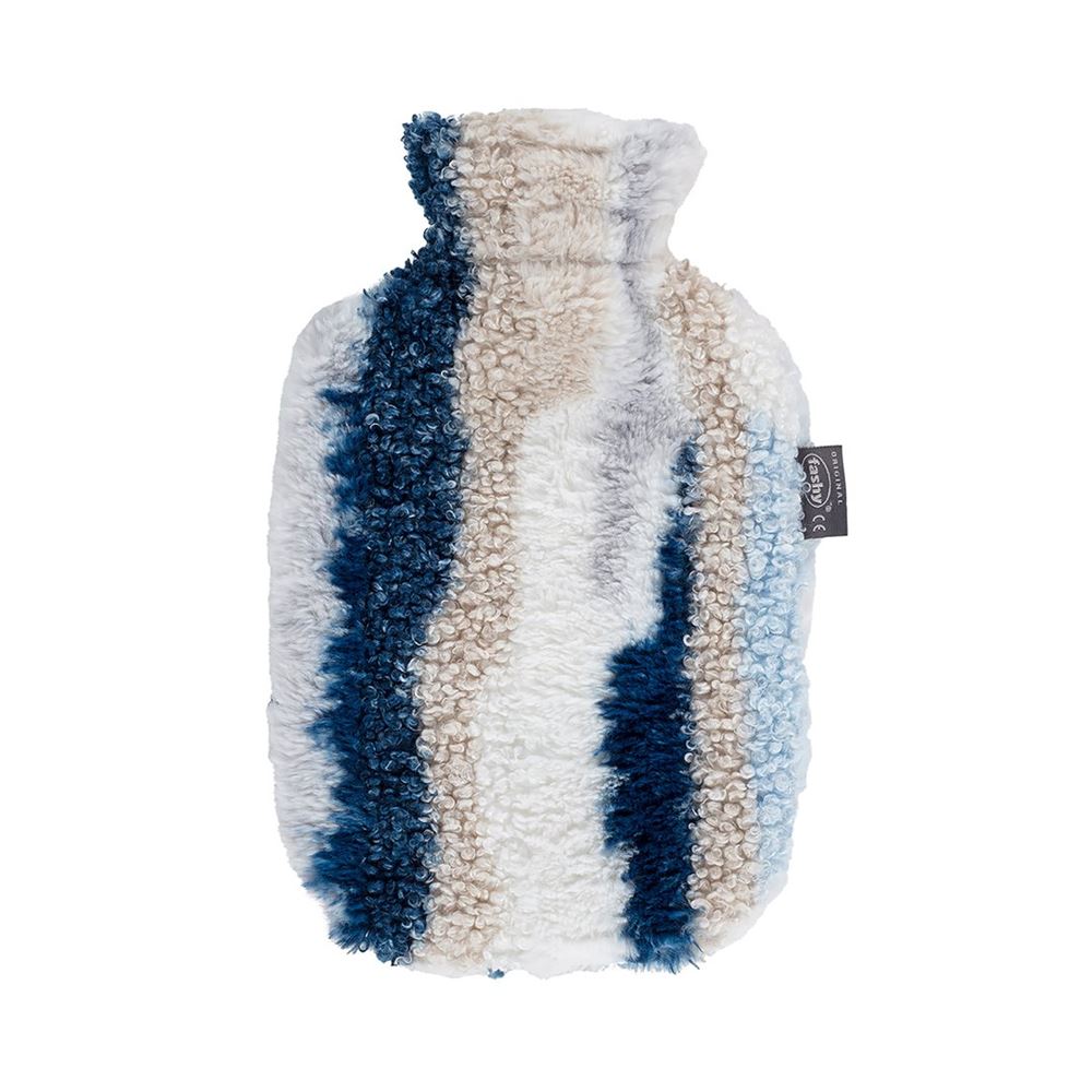 fashy Wärmflasche 2l Flauschbezug blau/weiss marmoriert Thermoplastik 1 Stk