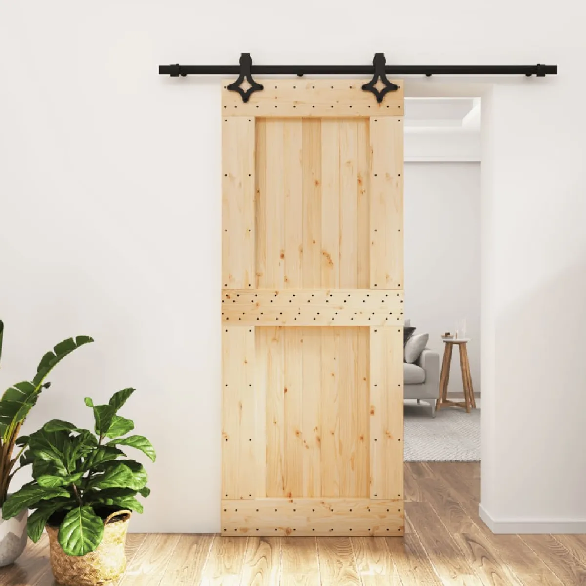 vidaXL Porte coulissante pin massif 85x210 cm
