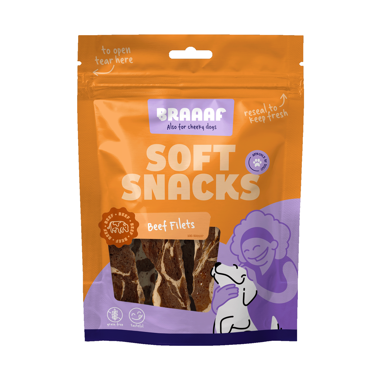 Braaaf Soft snacks Filet - Hondensnack - 85 Gram - vis, rund