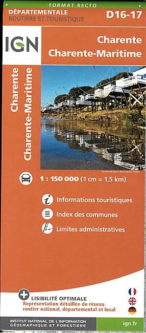 IGN - D16 17 CHARENTE ET CH MARITIME ECHELLE 1 150 000