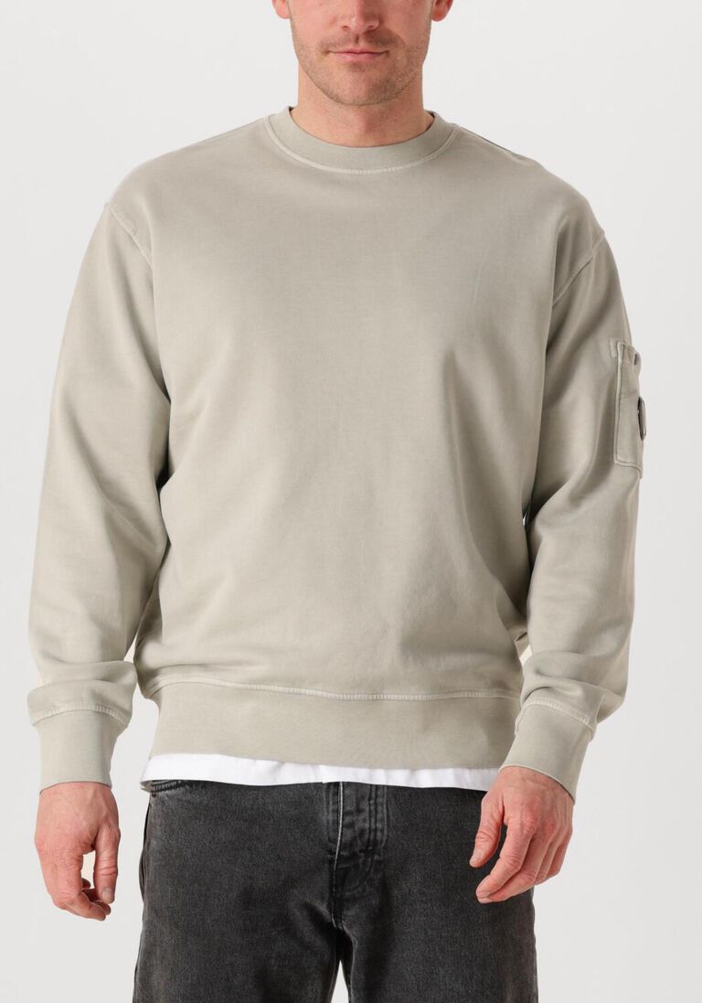 gebroken wit cp company trui sweatshirts crew neck in brushed emerized diagonal fleece