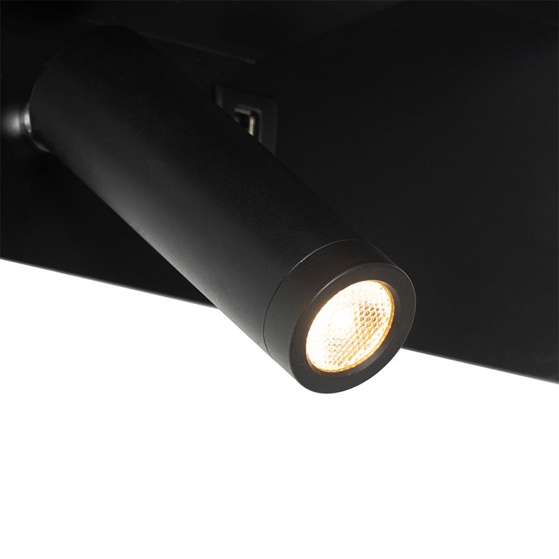 Moderne wandlamp zwart incl. LED met USB - Thijs
