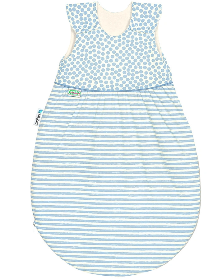 Schlafsack BABYNEST® KLIMASOFT COLD – DOTS AND STRIPES in blau/weiß