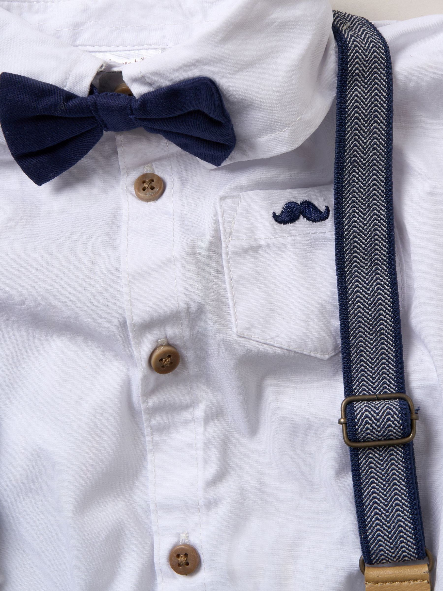 Groen - Little Gent bodysuit-overhemd, korte broek en bretels outfitset