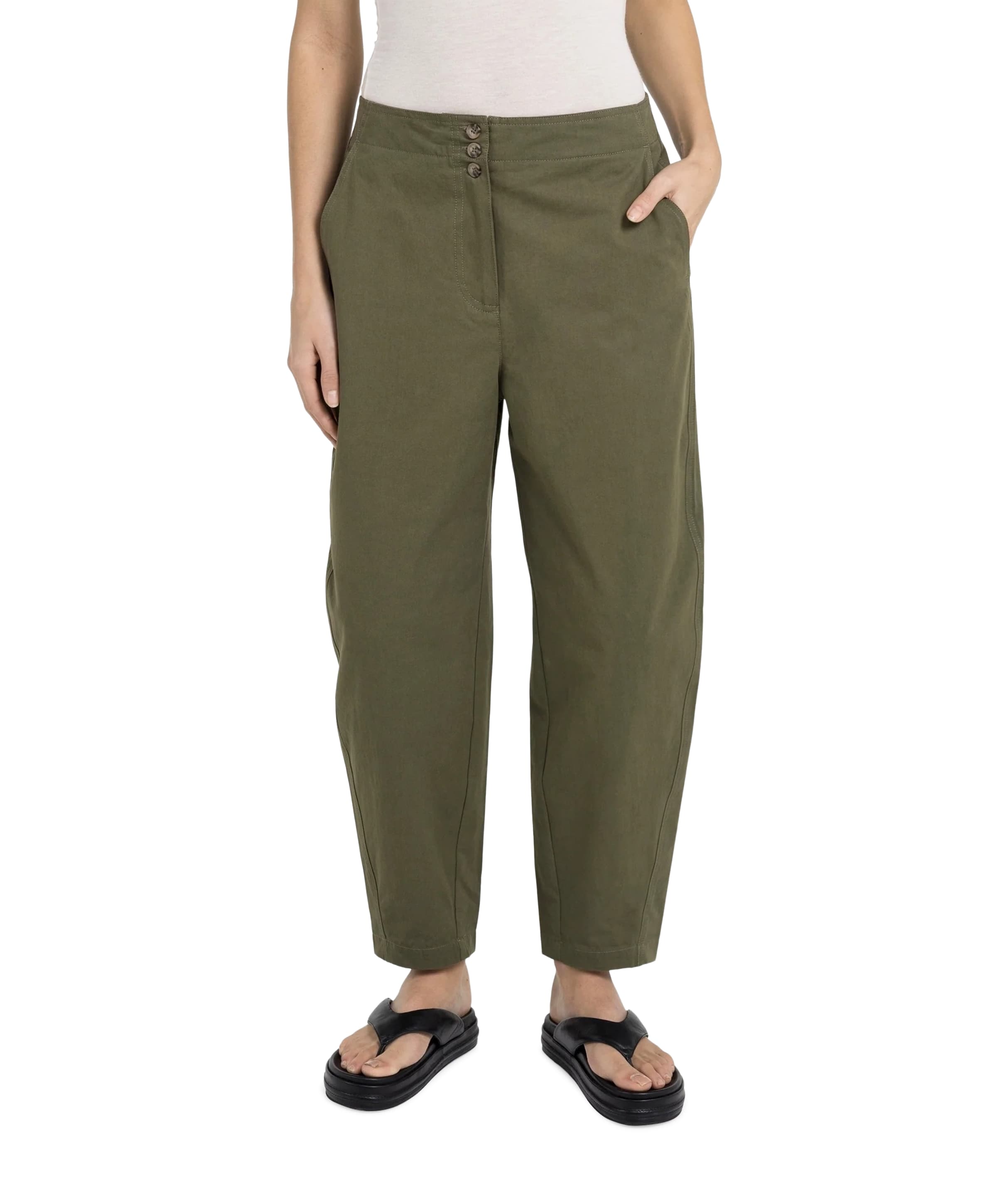 YAYA High waist barrel leg dames broek groen