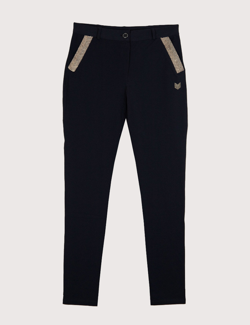 HBT BASICS ESSENTIELS | CHRISTINA PANTALON CHINO NOIR DORÉ