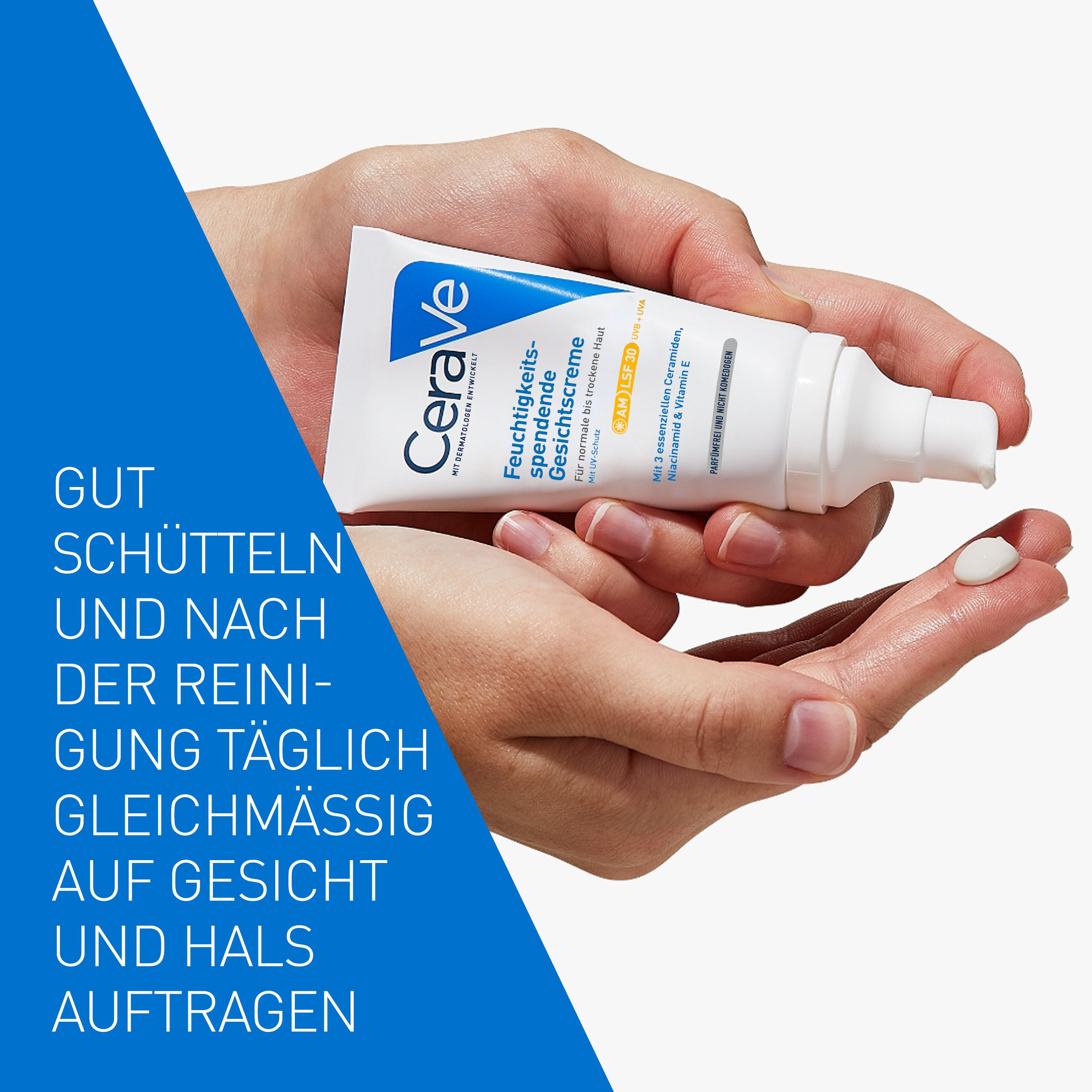 CeraVe Feuchtigkeitsspendende Gesichtscreme mit LSF 30: hydratisierende Tagescreme mit Lichtschutz für normale bis trockene Haut