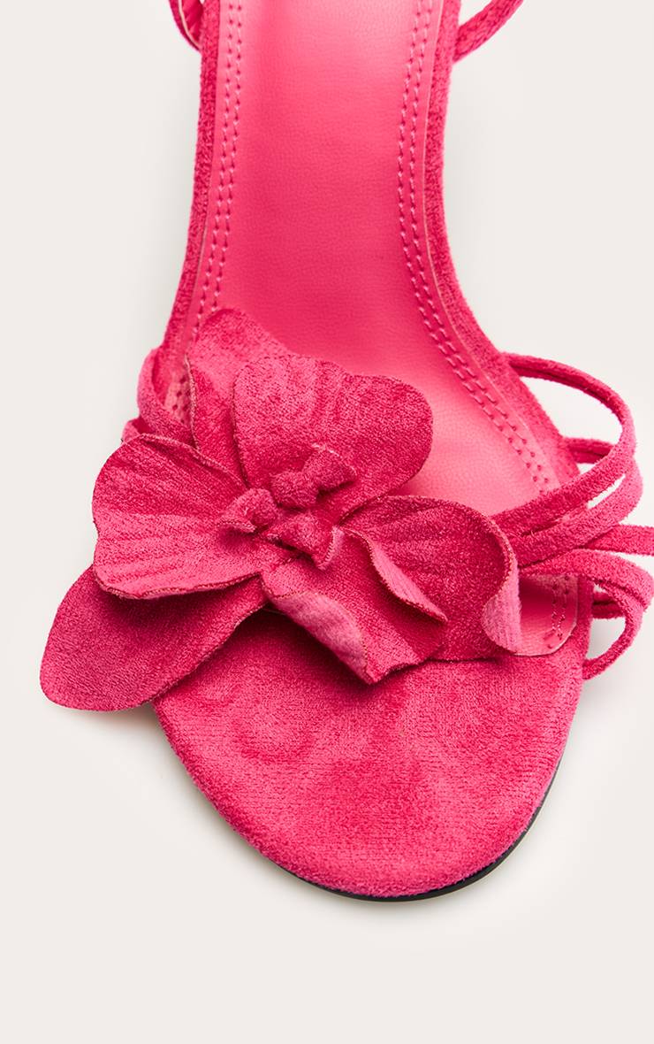 Fruits Rouges Sandales À Talons Aiguilles Fuchsia En Synthétique À Brides Avec Ornement Floral