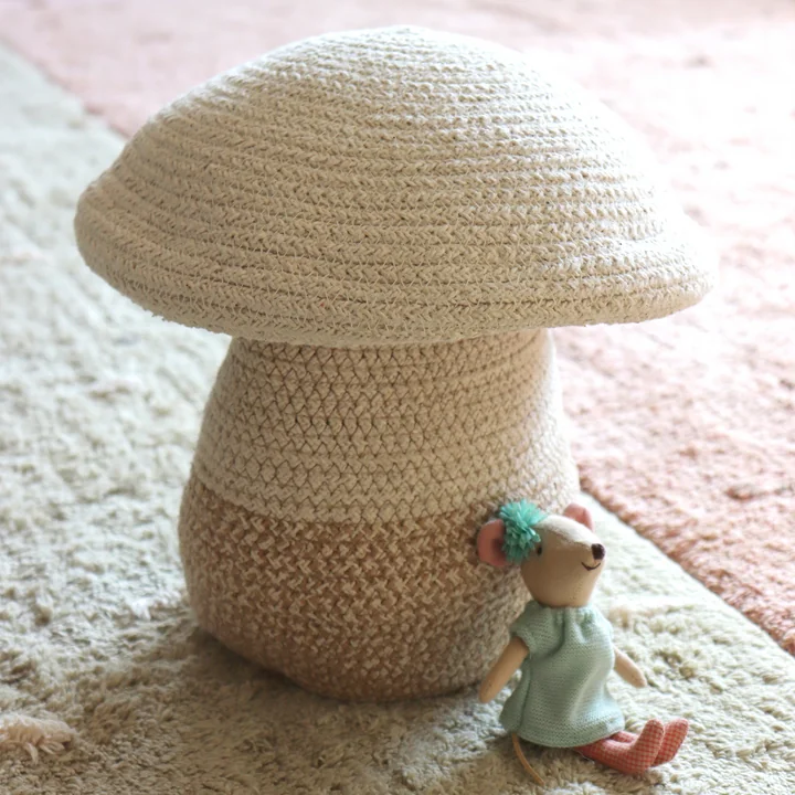 Lorena Canals - Pilz Aufbewahrungskorb, Mama, Ø 33 x 38 cm, natur / beige