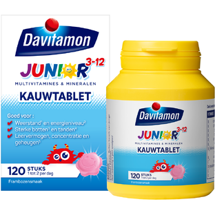 Davitamon Junior 3  Kauw Vitamines Framboos 120KTB