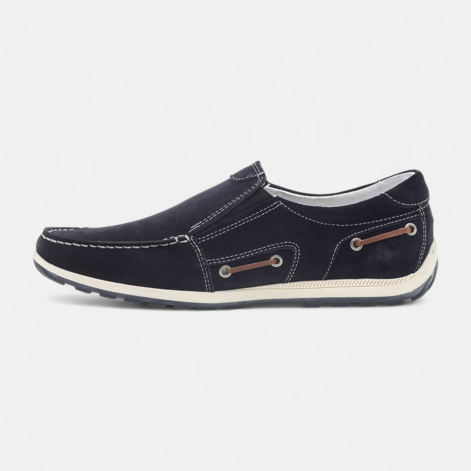 Chaussures bateau Homme en cuir bleu marine