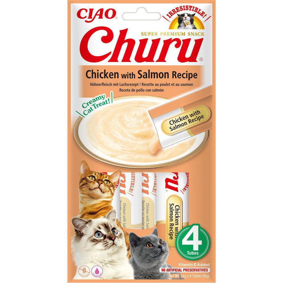CHURU - 12 x Chicken With Salmon 4pcs 48 rør ialt