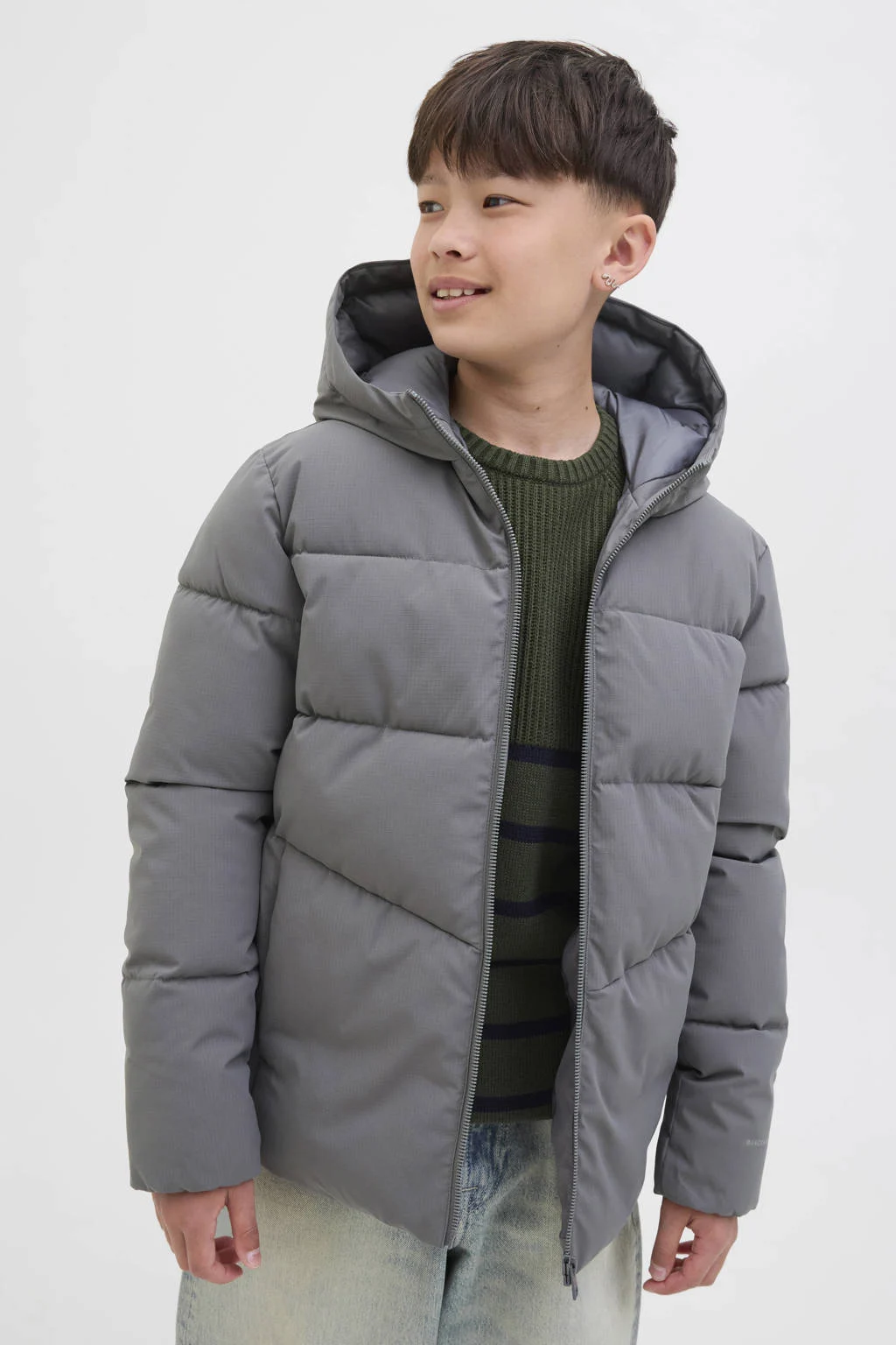 JACK & JONES JUNIOR gewatteerde jas grijs