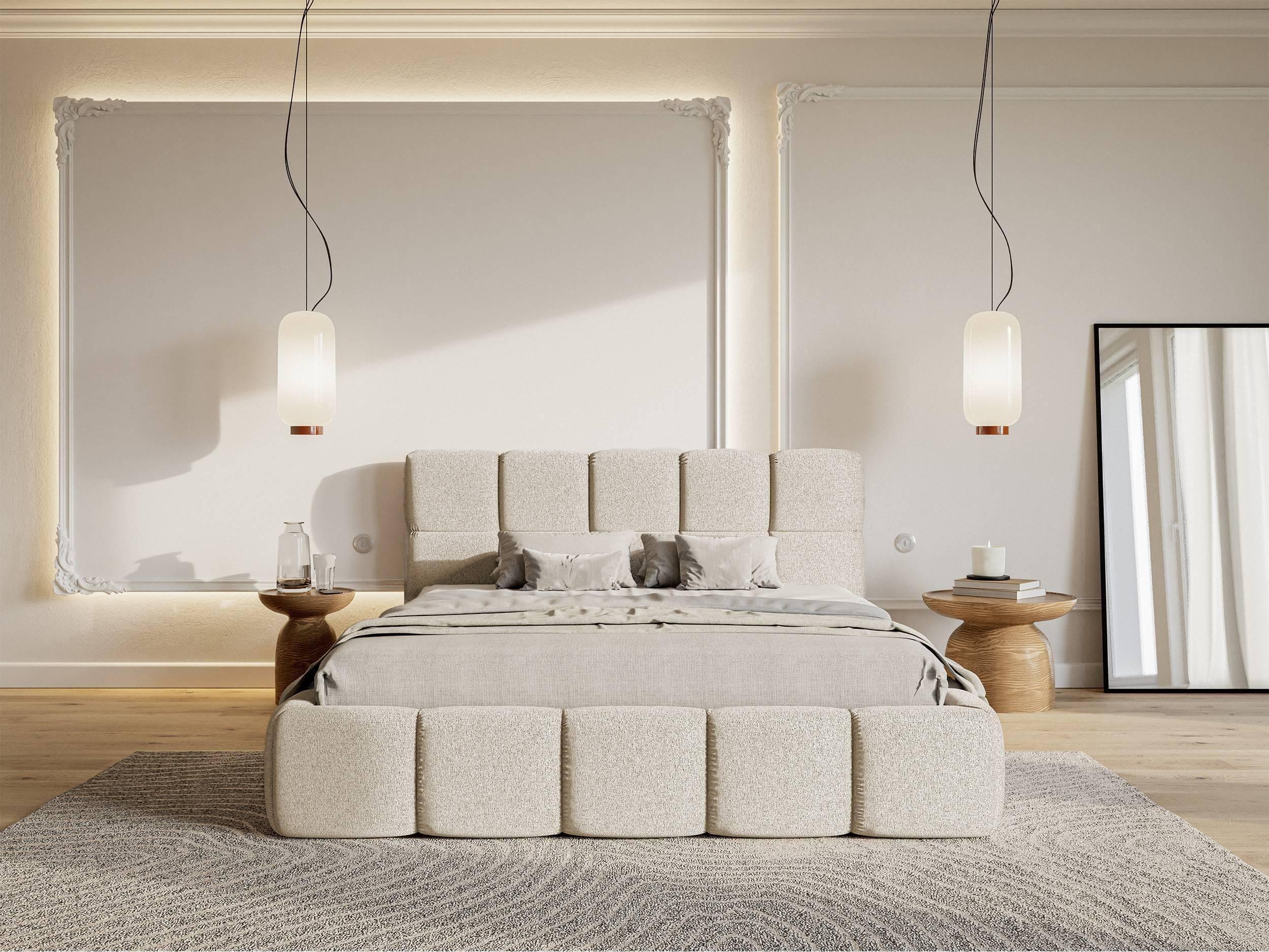 NADUVI Collection Chloe Bedframe 180 x 200 cm - Chenille - Lichtbeige