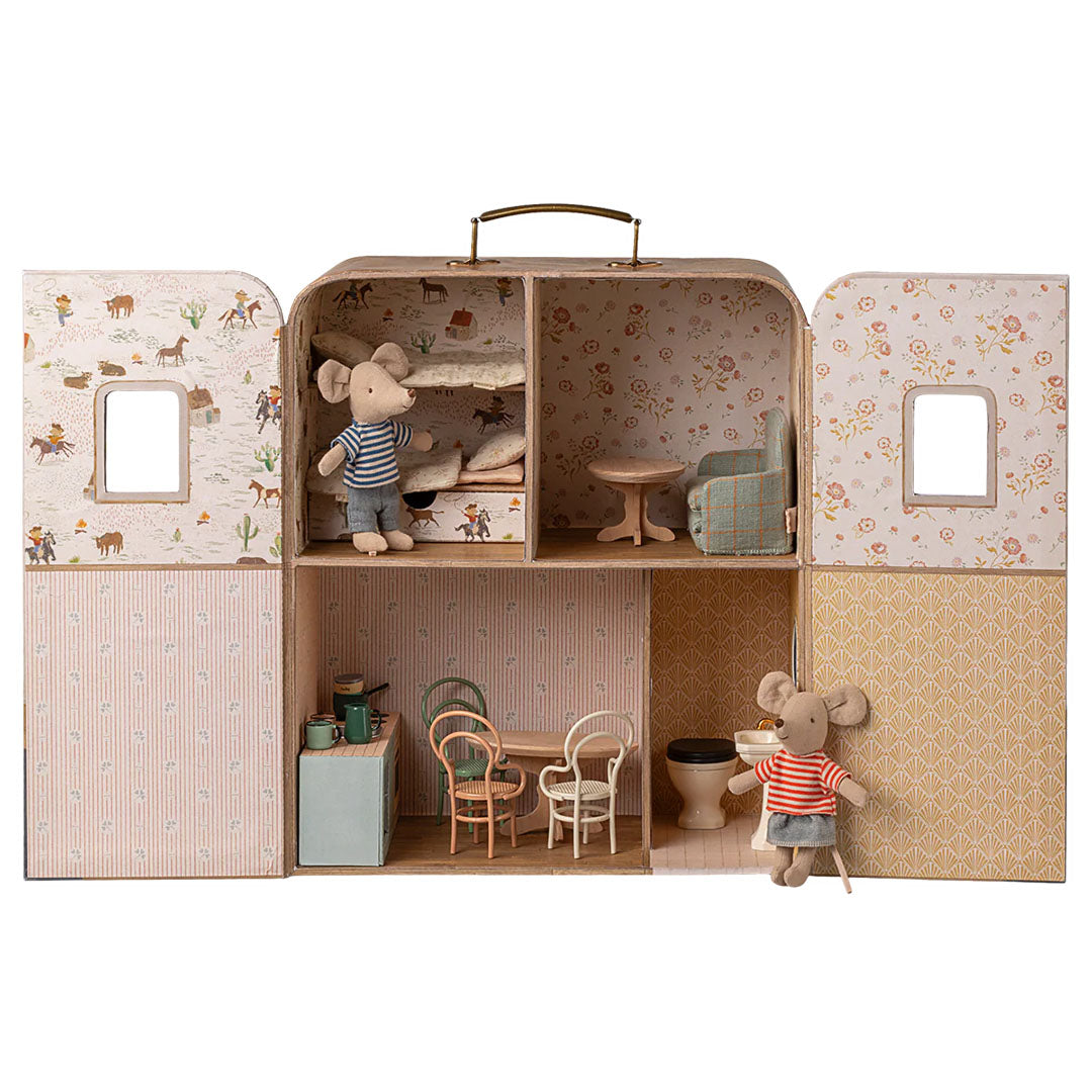 maileg poppenhuis koffer voor kleine broer en zus muis - 34 cm