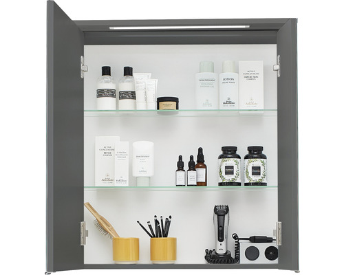 Pelipal xpressline 3261 spiegelkast, 66 x 16 x 72 cm, grijs, 2-deurs, LED