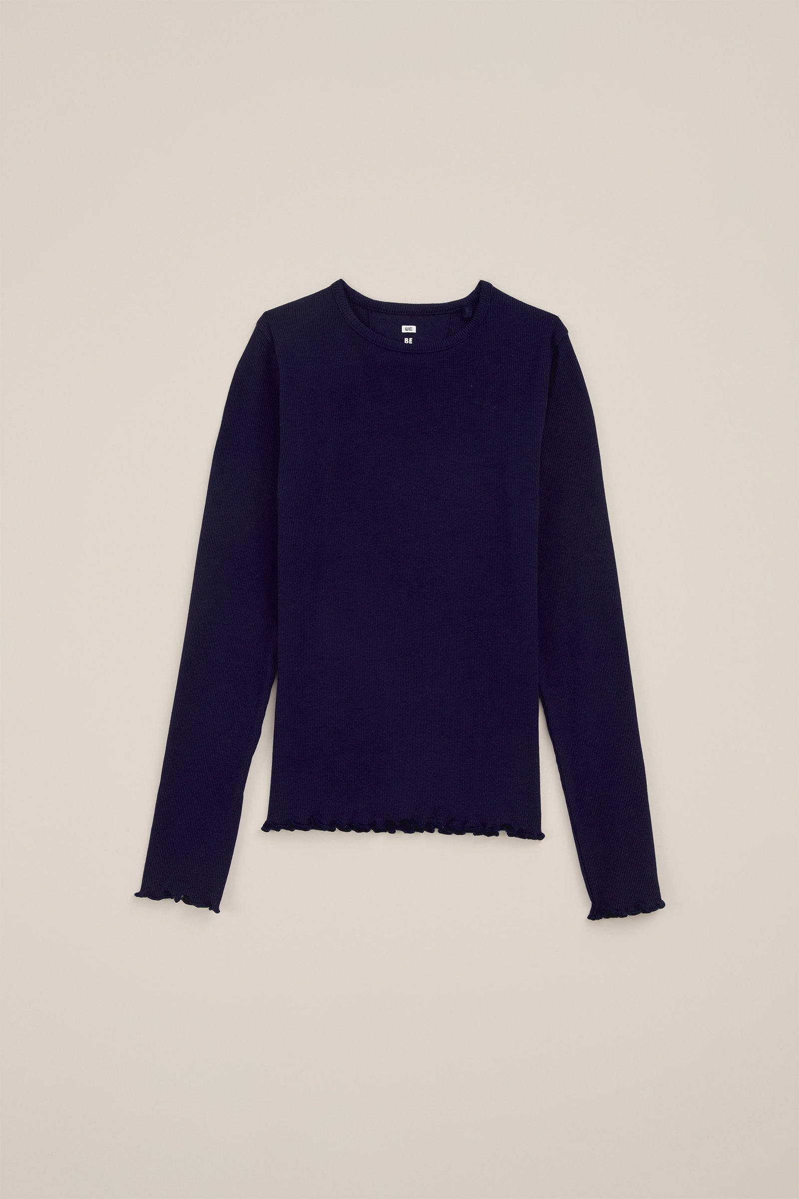 Meisjes T-shirt van ribstof WE Fashion Donkerblauw