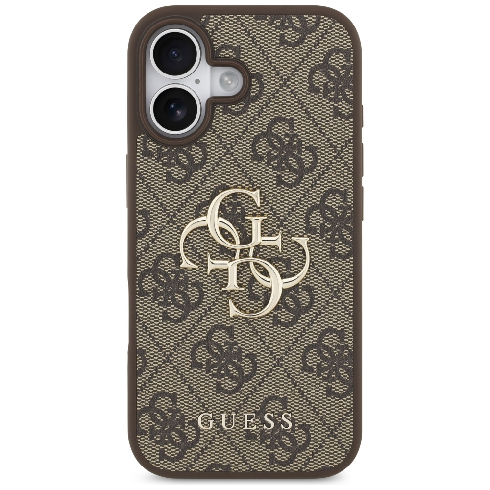 iPhone 17 Leder Hardcase Hülle 4G Big Metal Logo (GUHCP17S4GMGBR) - Braun
