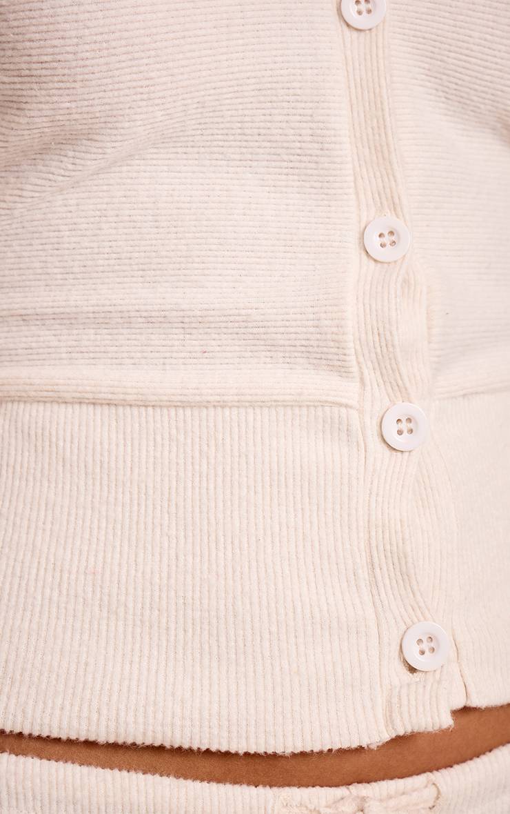 Ecru Gilet Boutonné Côtelé Doux