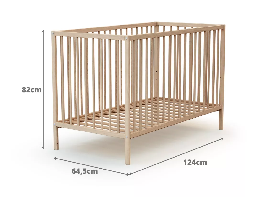 Lit bébé 60x120 hêtre brut