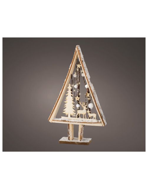 Lumineo Boom Figuur Met Winter Scene - Decoratie - 8x30x43 cm Warm Wit 10 led