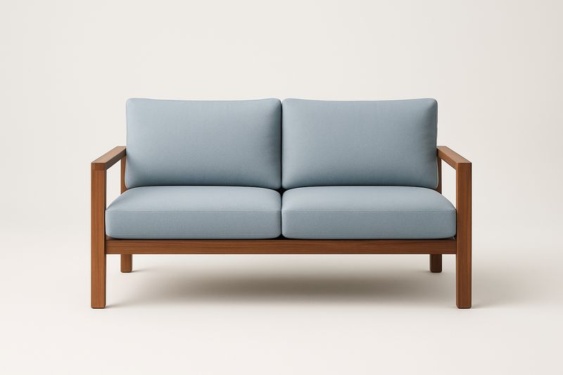2-Sitzer Outdoor-Sofa aus Aluminiumrahmen und wetterfestem Polyesterstoff Hellblau