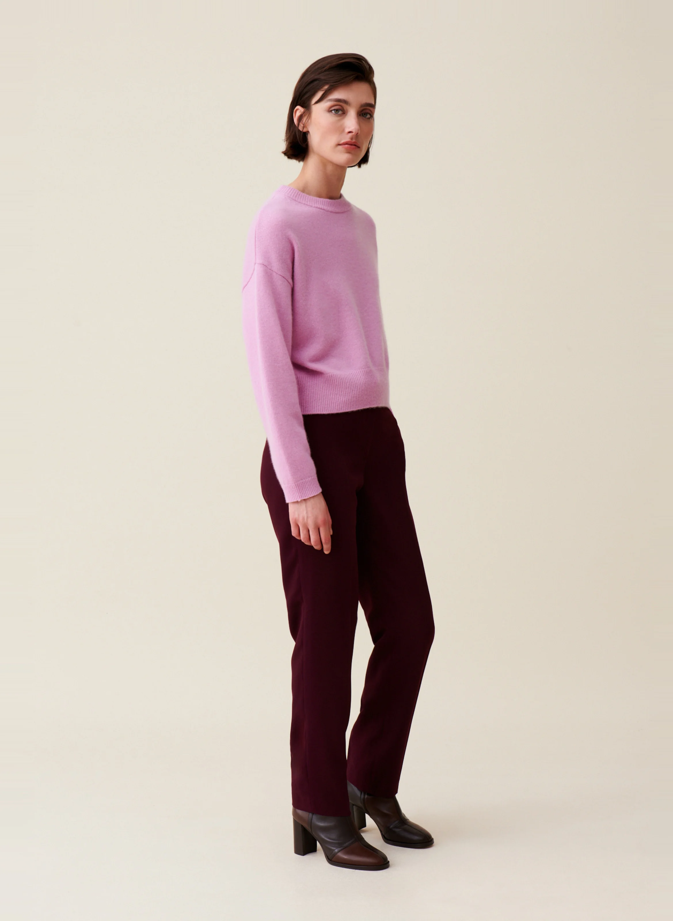Pull col rond en cachemire | Rose
