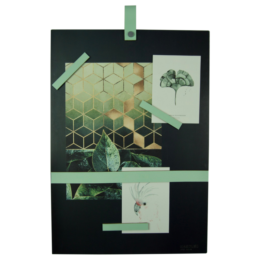 Magneetbord met magneetstrips Leer: Mint (inclusief 6 leren magneetstrips)