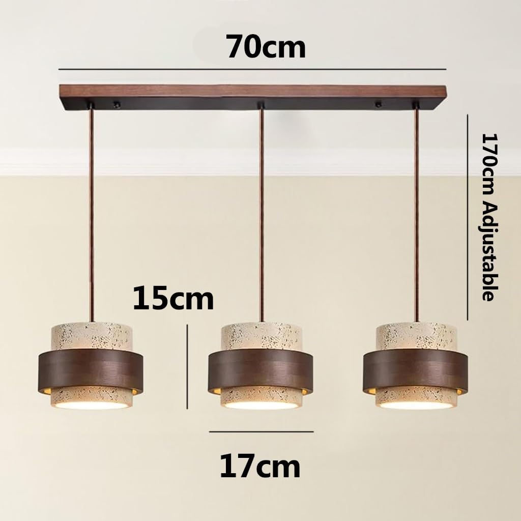 Natürliche Steinhängelampe Zylindrische Travertin Pendelleuchte Im Wabi Sabi Nordic Stil Mit Holz Für Kücheninsel Adjustable Home Decoration Flur Schlafzimmer Esszimmer Deckenbeleuchtung(B)