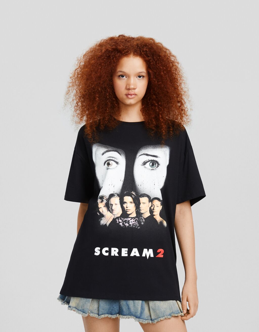 Camiseta oversized de manga curta com estampa Scream