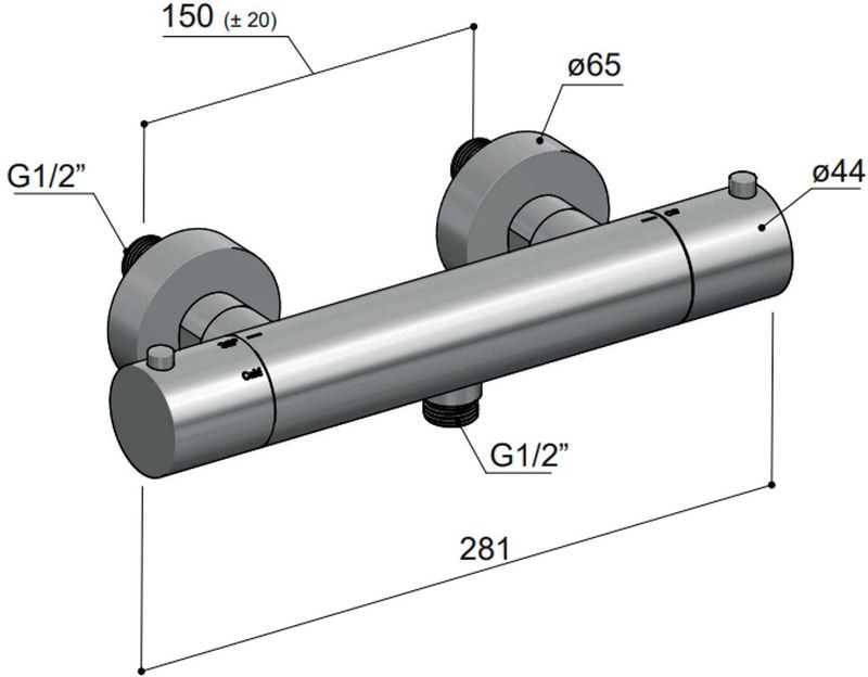 Hotbath - Archie - Douchemengkraan - Geborsteld Gunmetal - RVS316