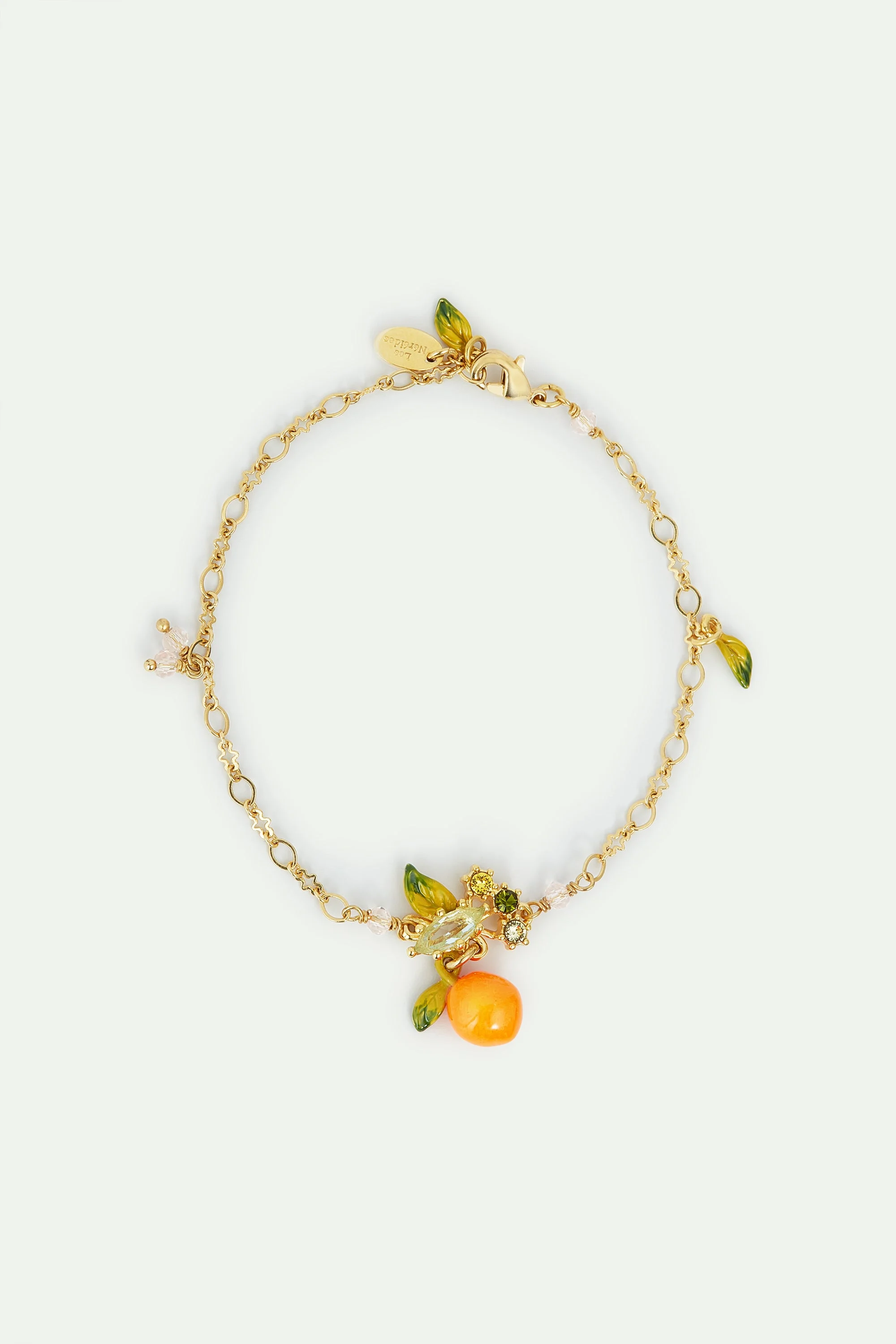 Bracelet fin orange et petites feuilles | Orange