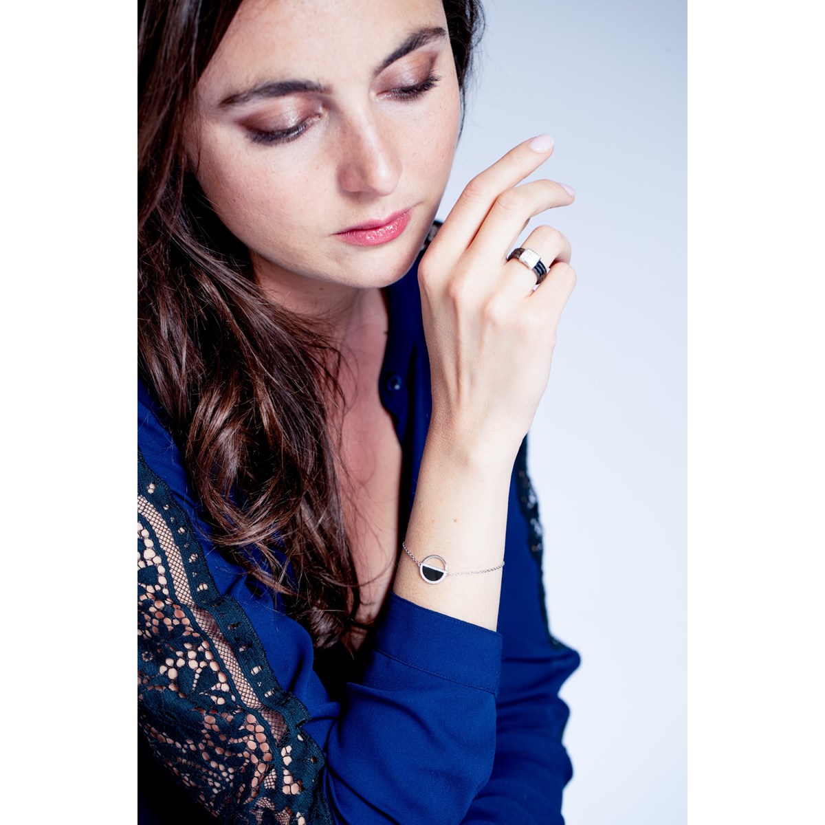 Bracelet souple en Argent avec oxyde de zirconium blanc