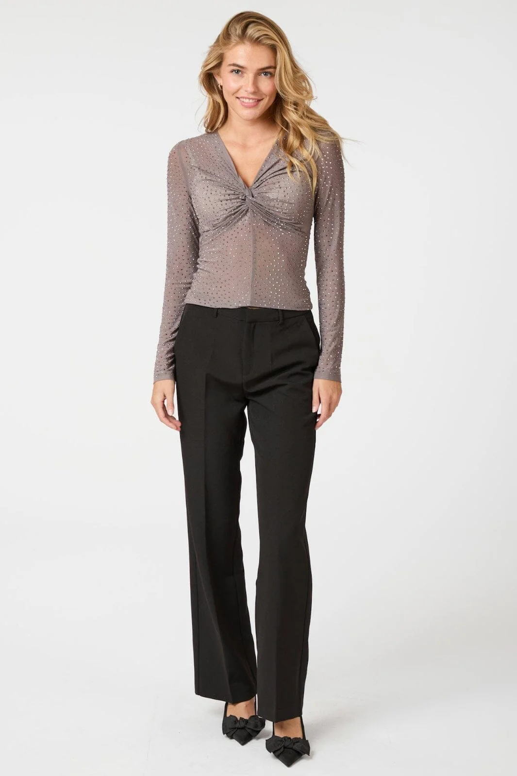Neo Noir Alisa Stone Mesh Blouse 162654 silver