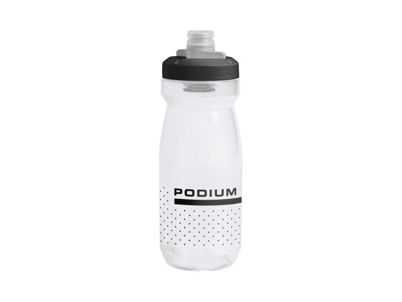 CamelBak Bidon Podium Bottle, 0.62 l, Schwarz/Transparent Trinkflasche mit selbstschliessendem Deckel mit hohem Durchfluss