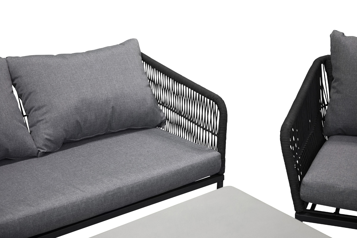 Loungeset Emil - 4 delig - met zitkussens Donkergrijs
