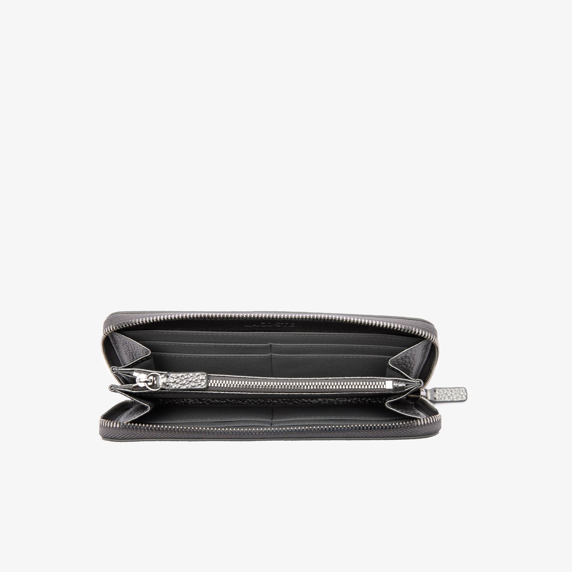 Portefeuille zippé femme Lacoste avec plaque métallique Portefeuilles & Petite Maroquinerie - Gris - Lacoste - Femme