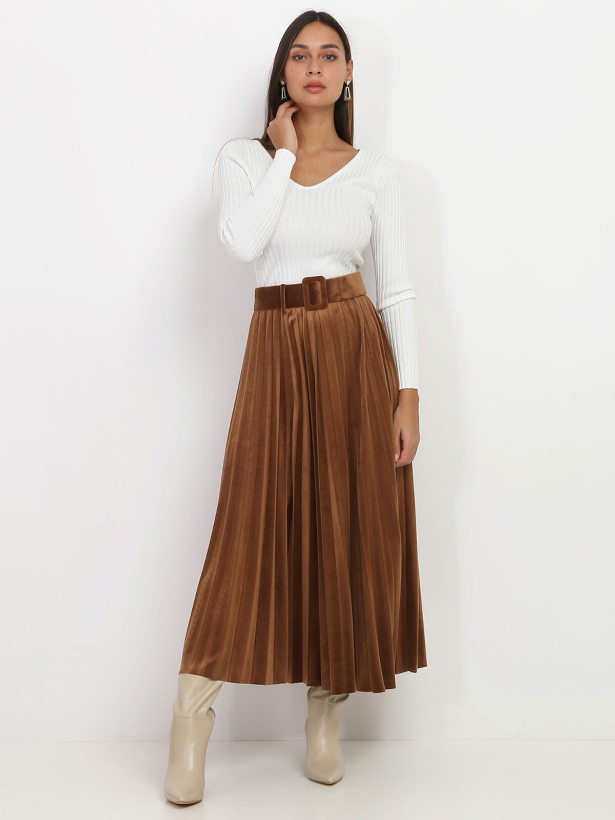 Sous pull cropped en maille côtelée- Blanc