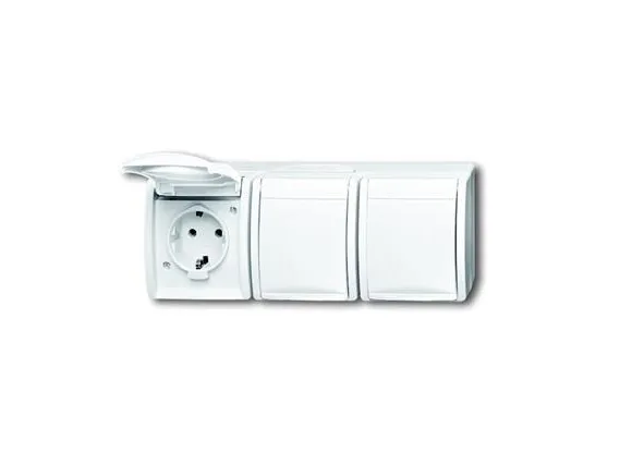 FIX-PRO Ocean Horizontal stikkontakt 3 X Schuko med Jord, 250 V/16 A, IP44 stænktæt, hvid