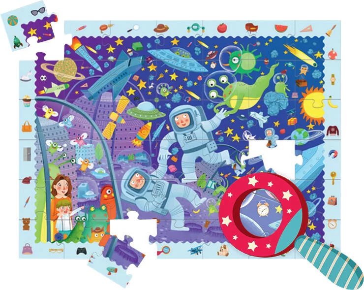 PUZZLE 2 EN 1 - DÉTECTIVE ESPACE 42 PIECES