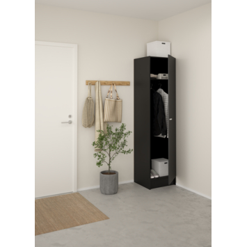 Opbergkast 1-deurs Cosmo zwart gelakt spaanplaat 200 x 49,2 x 47,1 cm