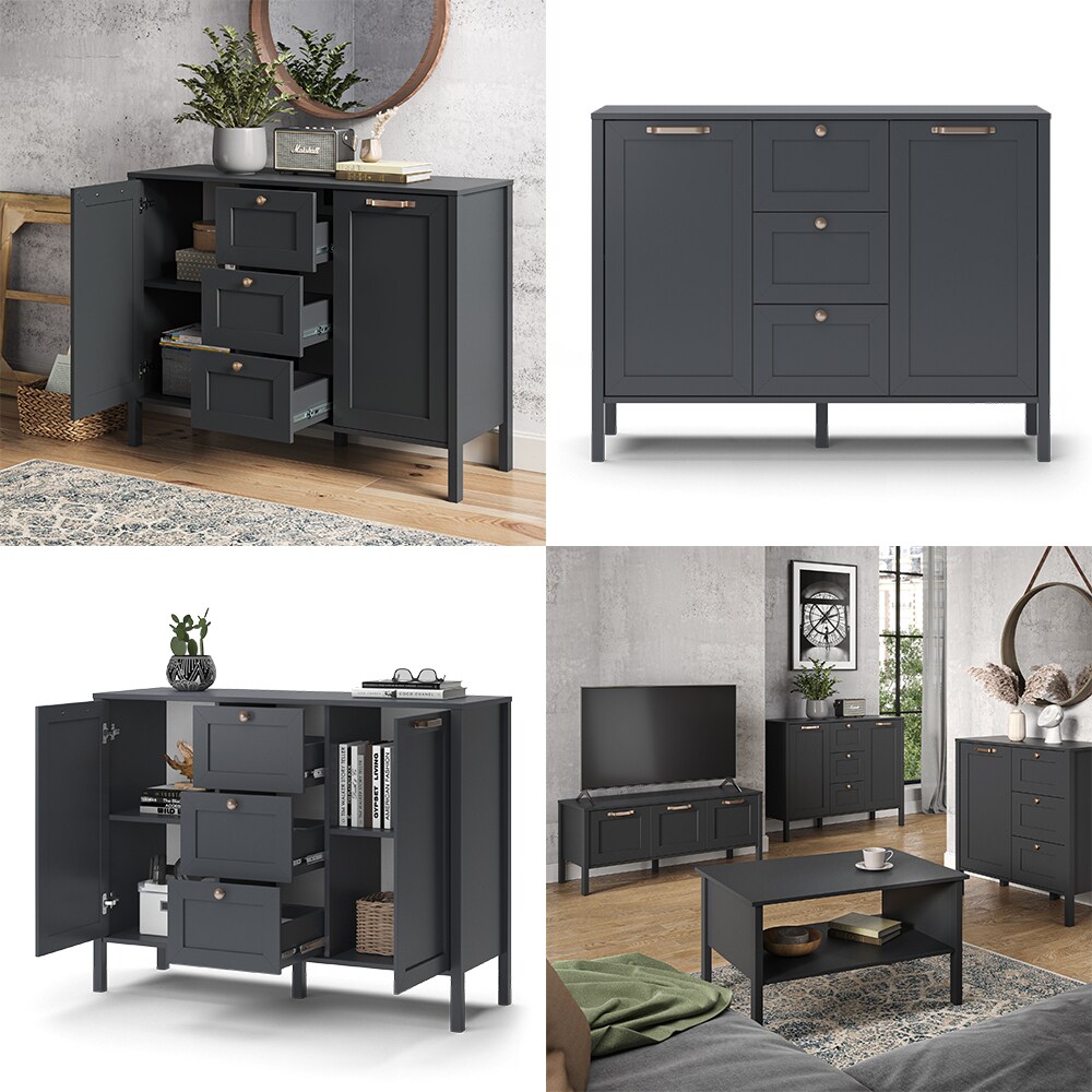 Vicco Kommode Wohnzimmerschrank Sideboard Ewan Anthrazit 120 cm Schublade Tür