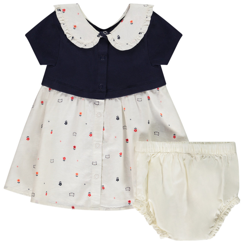 Ensemble robe effet 2 en 1 + bloomer pour bébé fille
