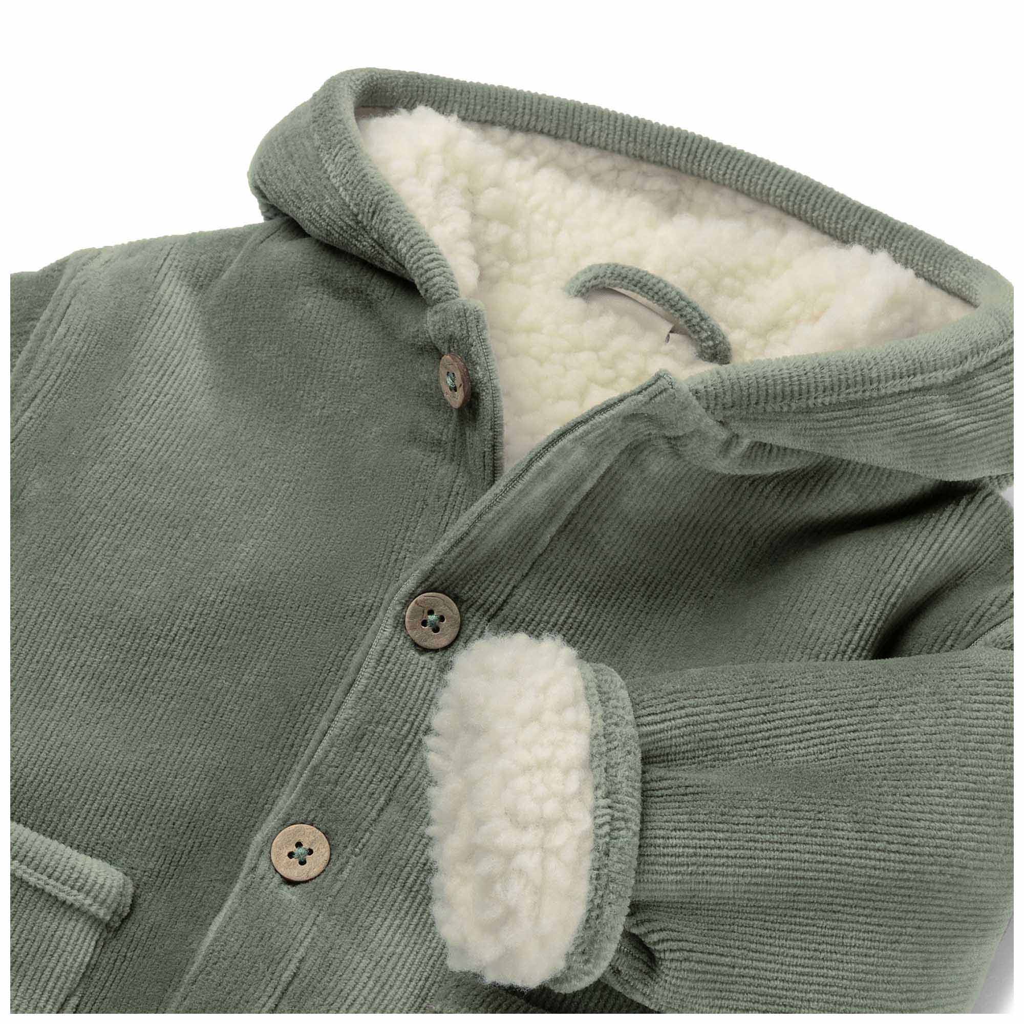 Prénatal newborn jas rib velours lange mouwen effen groen