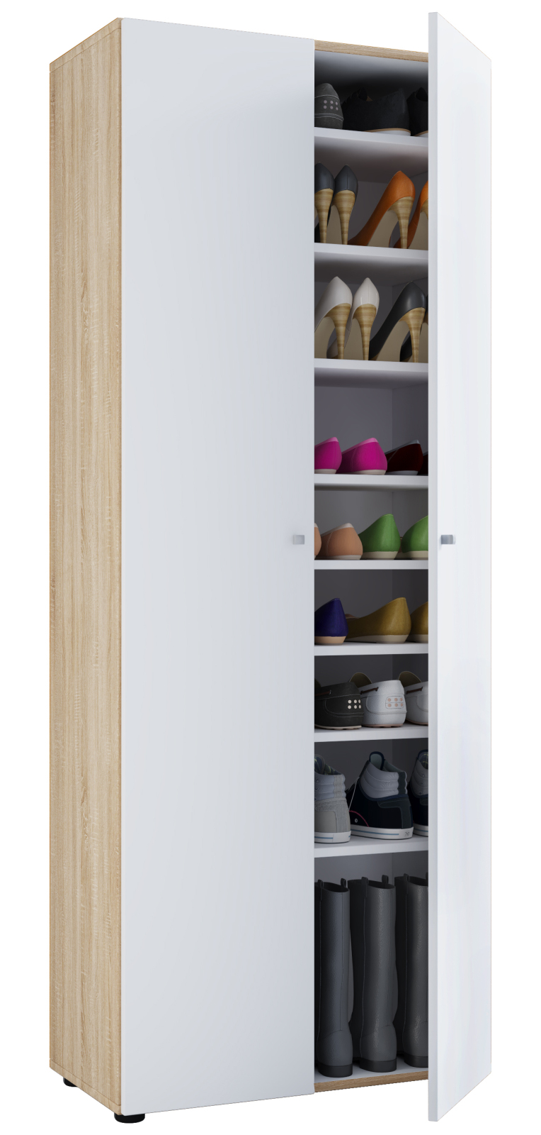 Schuhschrank VANDOL l - Sonoma Eiche-weiß - Türen - 71 cm breit